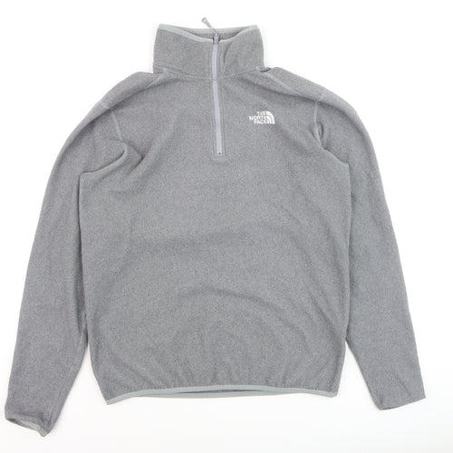 The North Face Men's Grey Fleece 1/4 Zip Pullover Sweatshirt Size S
