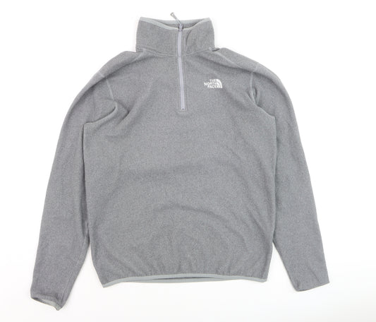 The North Face Men's Grey Fleece 1/4 Zip Pullover Sweatshirt Size S