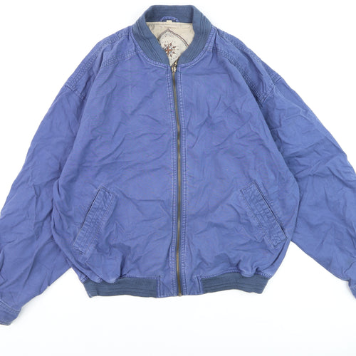Topman Men's Blue Bomber Jacket M Cotton Zip Casual