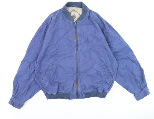 Topman Men's Blue Bomber Jacket M Cotton Zip Casual