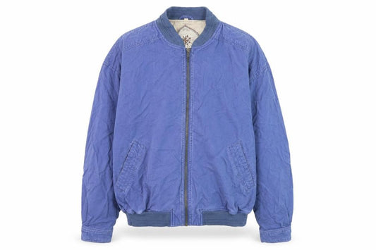 Front view of Topman Men's Blue Bomber Jacket M Cotton Zip Casual