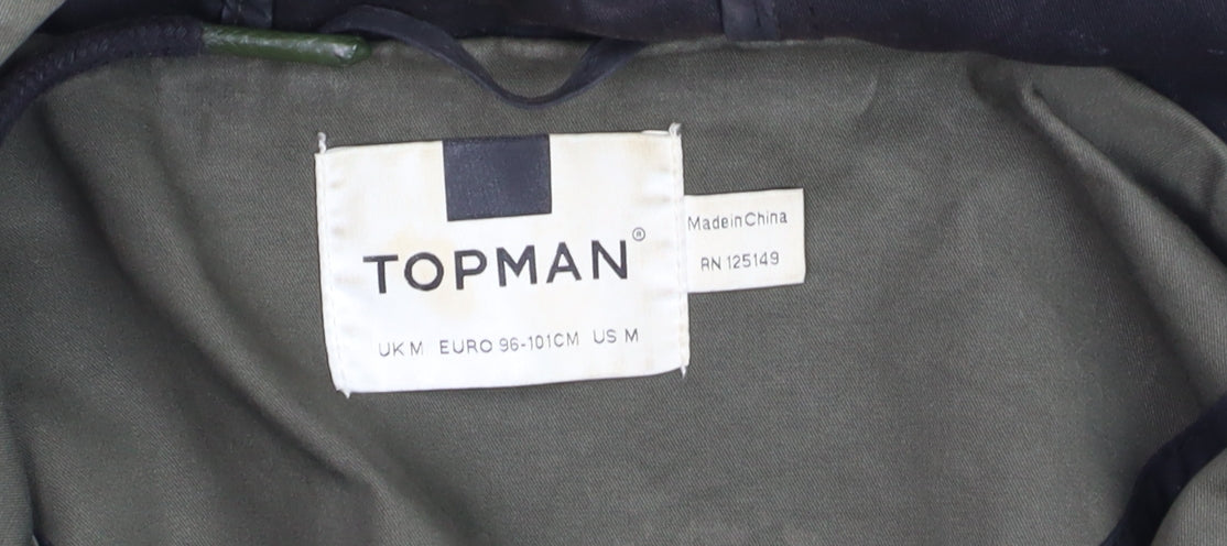 Topman Men's Blue Bomber Jacket M Cotton Zip Casual