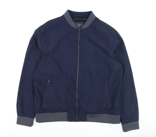 Marks and Spencer Men’s Blue XL Bomber Jacket Lightweight Zip-Up