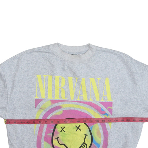 H&M Divided Women’s Grey Nirvana Graphic Crew Neck Sweatshirt XS