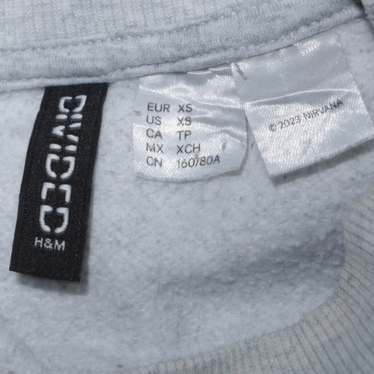 H&M Divided Women’s Grey Nirvana Graphic Crew Neck Sweatshirt XS