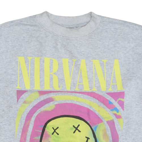 H&M Divided Women’s Grey Nirvana Graphic Crew Neck Sweatshirt XS