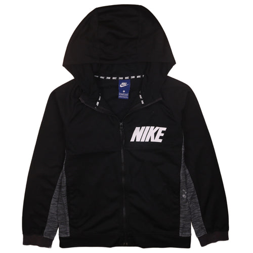 Nike Boys Black Full Zip Hoodie Size 12-13 Years L Logo Sportswear