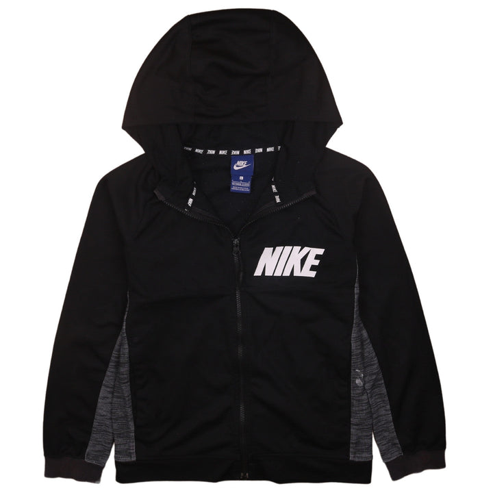Nike Boys Black Full Zip Hoodie Size 12-13 Years L Logo Sportswear