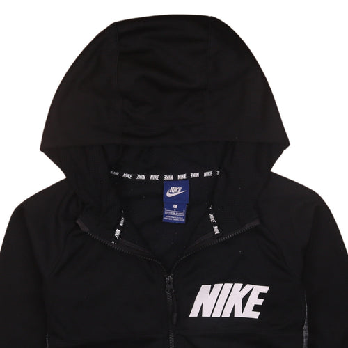 Nike Boys Black Full Zip Hoodie Size 12-13 Years L Logo Sportswear