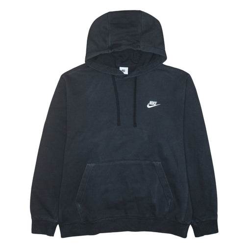 Nike Men's Black Pullover Hoodie L Regular Fit Logo Fleece Sweatshirt
