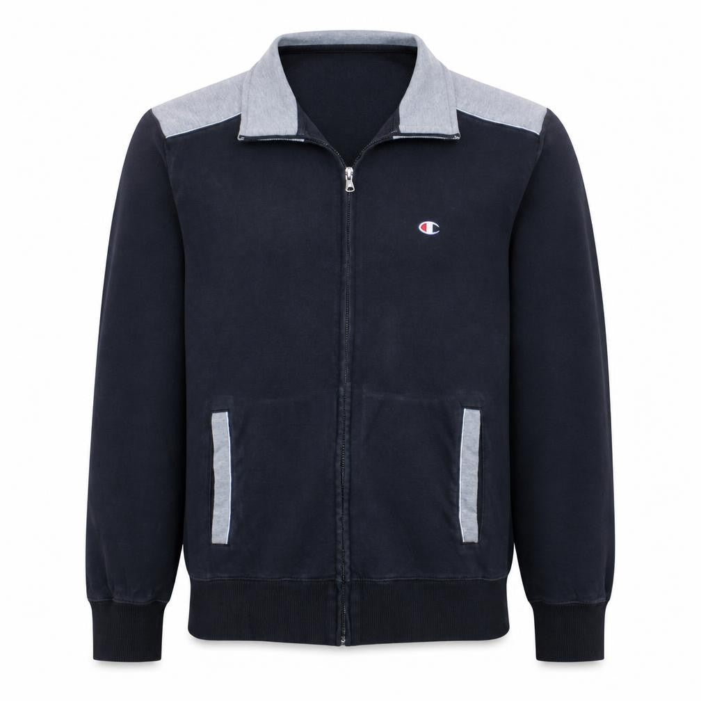 Front view of Champion Men Black Full Zip Sweatshirt Large Sports Collar