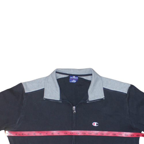 Champion Men Black Full Zip Sweatshirt Large Sports Collar