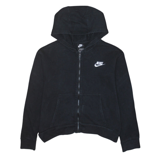 Nike Boys Black Full Zip Hoodie XL 156-166cm Cotton Blend Standard Fit
