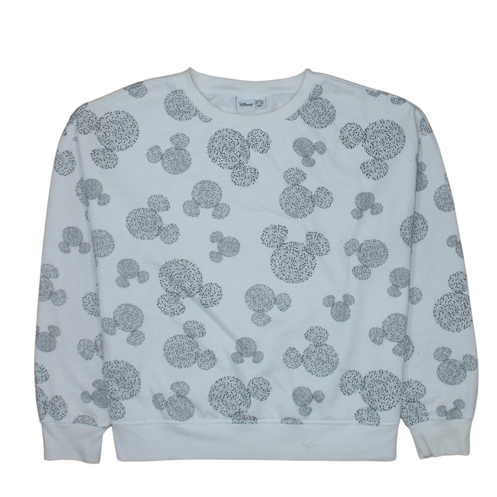Disney Primark Women White Mickey Print Pullover Sweatshirt Size M 12/14