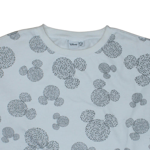 Disney Primark Women White Mickey Print Pullover Sweatshirt Size M 12/14