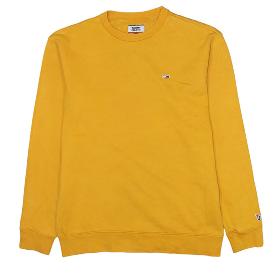 Tommy Jeans Mens Yellow XS Crew Neck Cotton Logo Sweatshirt