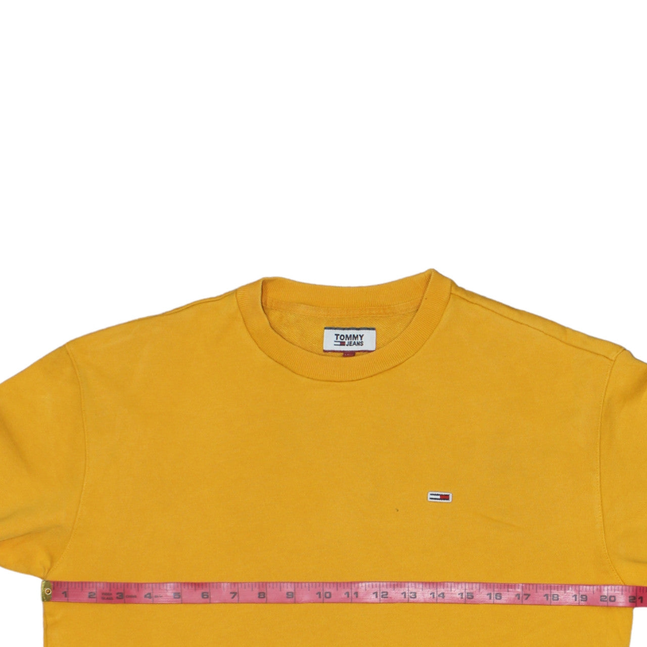 Tommy Jeans Mens Yellow XS Crew Neck Cotton Logo Sweatshirt