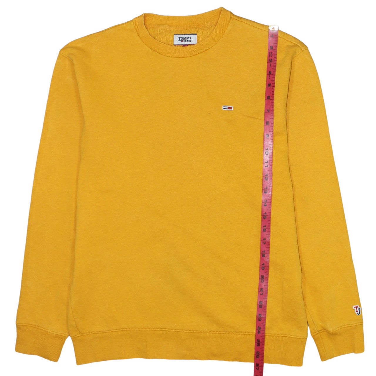 Tommy Jeans Mens Yellow XS Crew Neck Cotton Logo Sweatshirt