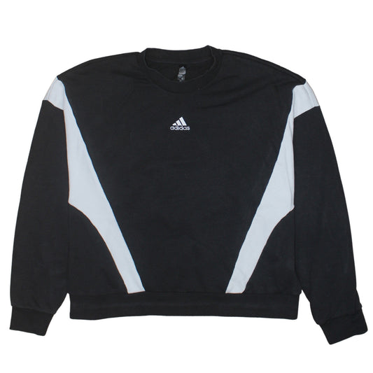 Adidas Womens Black & White Crew Neck Pullover Sweatshirt L