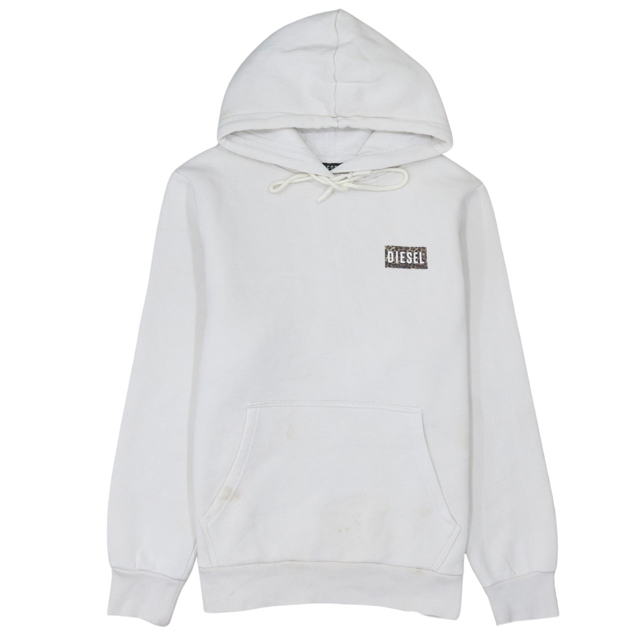 Diesel Womens White Pullover Hoodie Medium Cotton Logo Casual