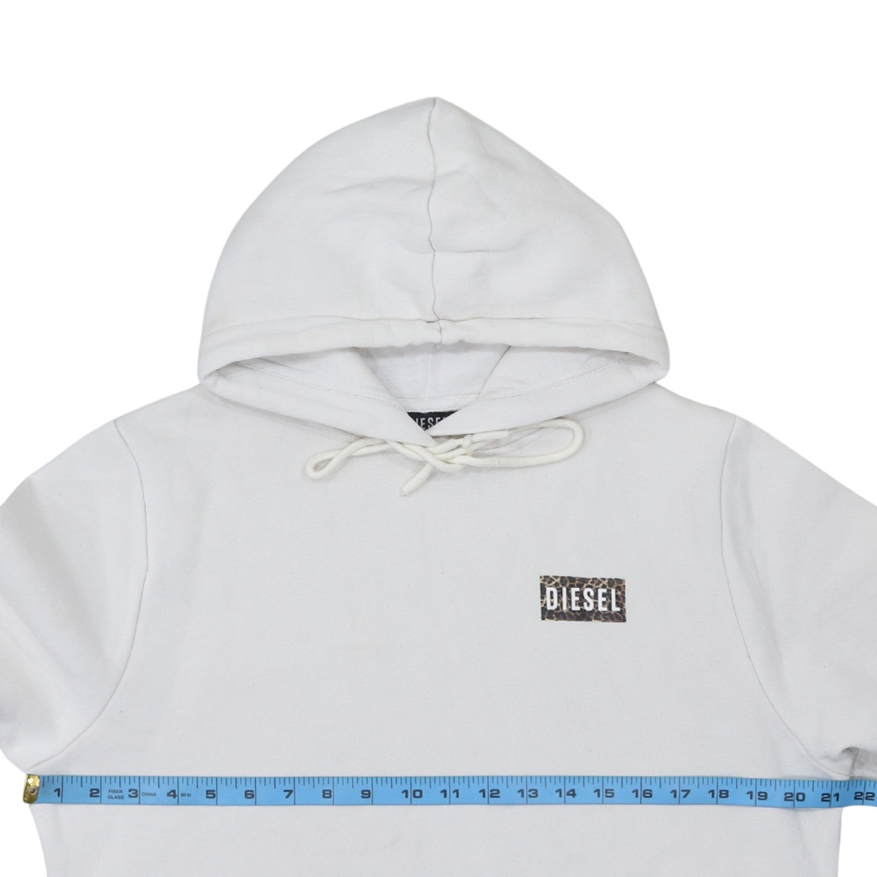 Diesel Womens White Pullover Hoodie Medium Cotton Logo Casual