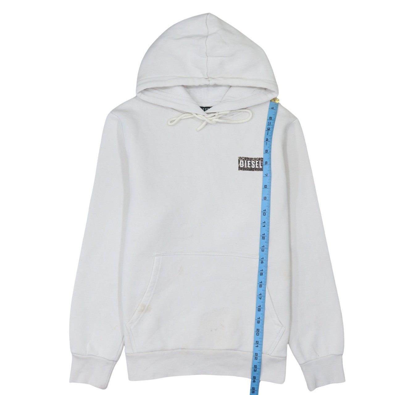 Diesel Womens White Pullover Hoodie Medium Cotton Logo Casual