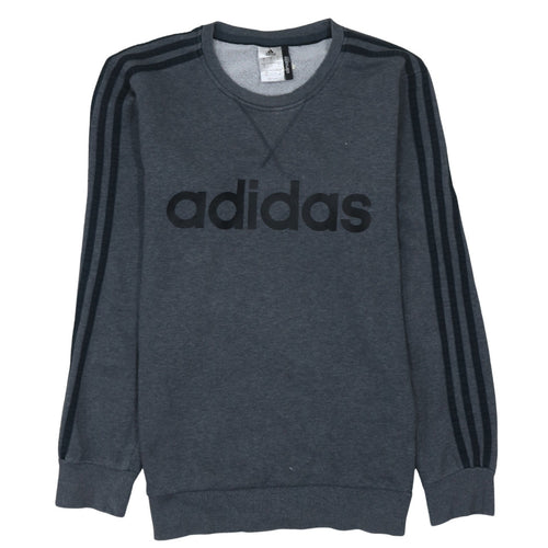 Adidas Men's Grey Logo Crew Neck Pullover Sweatshirt Size S