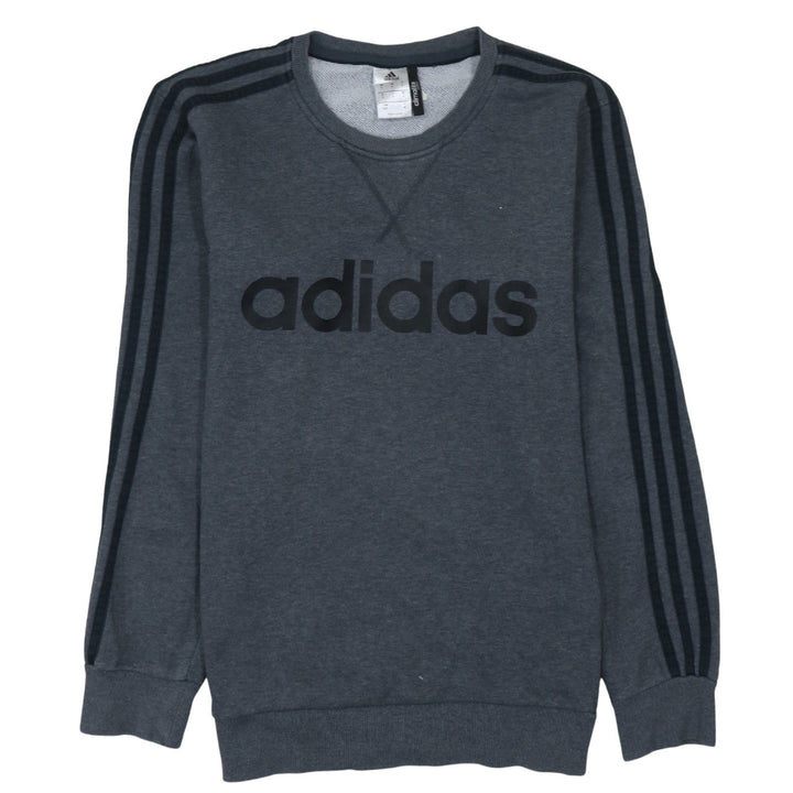 Adidas Men's Grey Logo Crew Neck Pullover Sweatshirt Size S