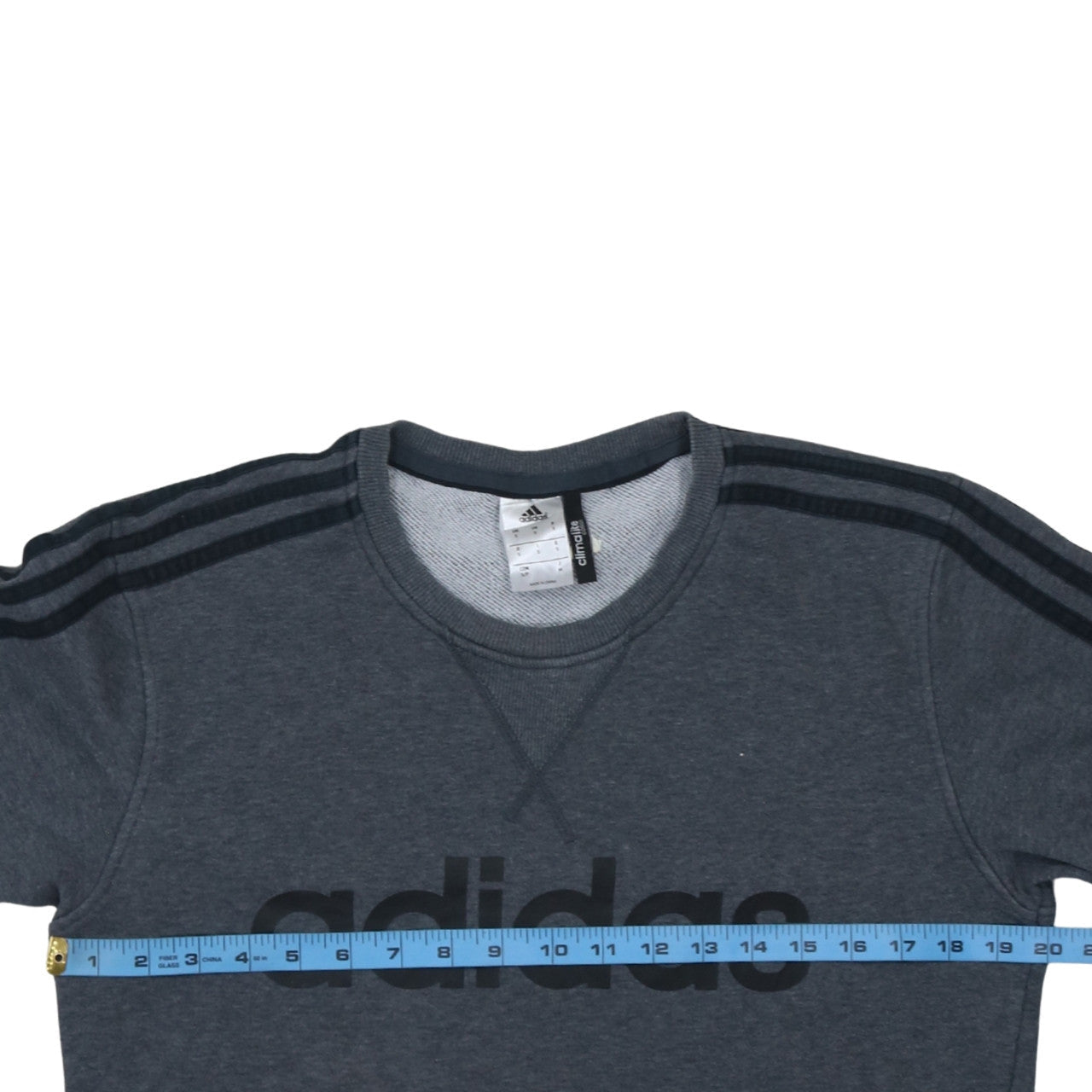 Adidas Men's Grey Logo Crew Neck Pullover Sweatshirt Size S