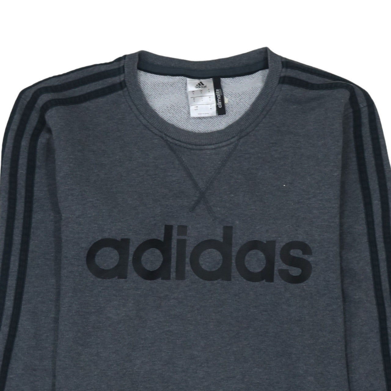 Adidas Men's Grey Logo Crew Neck Pullover Sweatshirt Size S