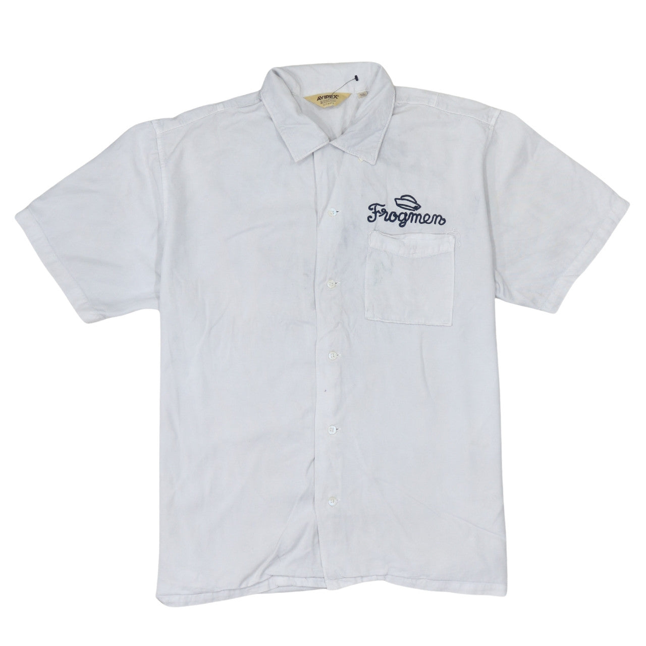 Avirex Men’s White 2XL Frogmen Button-Up Shirt Retro Nautical Style
