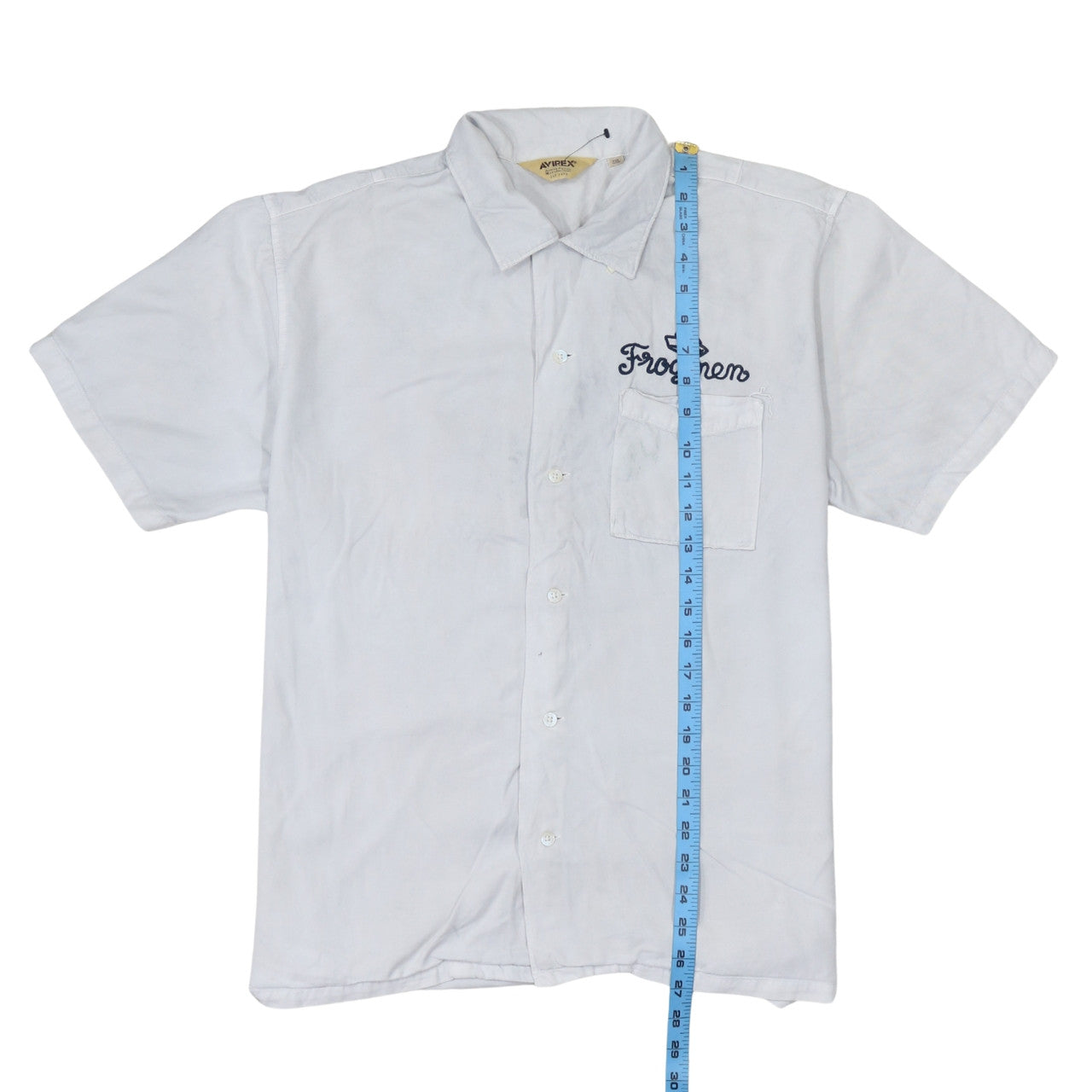 Avirex Men’s White 2XL Frogmen Button-Up Shirt Retro Nautical Style