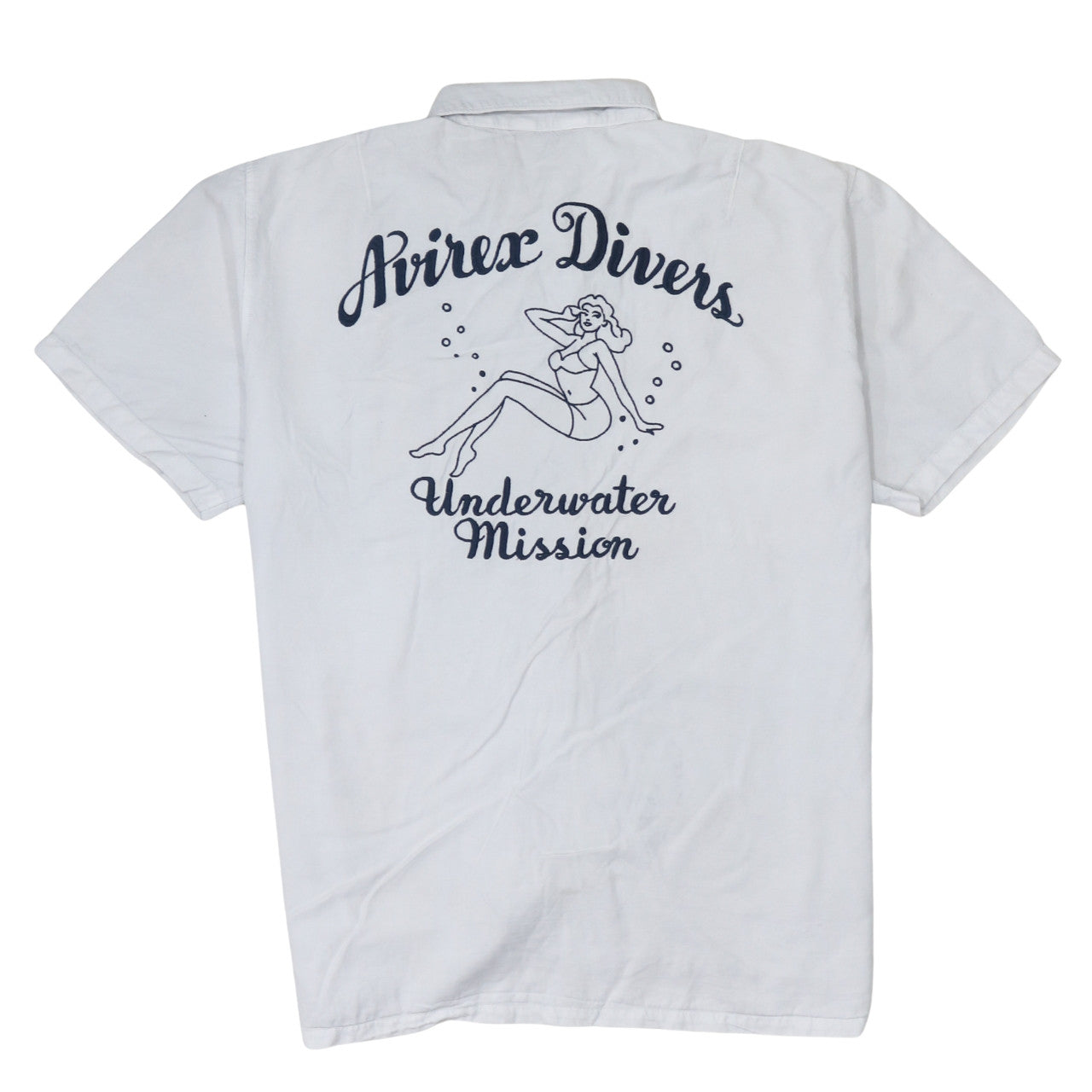 Avirex Men’s White 2XL Frogmen Button-Up Shirt Retro Nautical Style