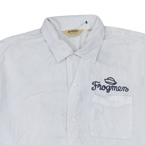 Avirex Men’s White 2XL Frogmen Button-Up Shirt Retro Nautical Style