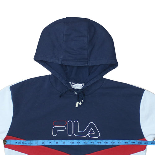 FILA Womens Navy Red White Pullover Hoodie Size M Colourblock Cotton