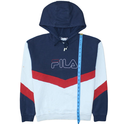 FILA Womens Navy Red White Pullover Hoodie Size M Colourblock Cotton