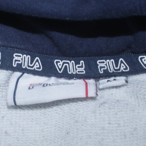 FILA Womens Navy Red White Pullover Hoodie Size M Colourblock Cotton