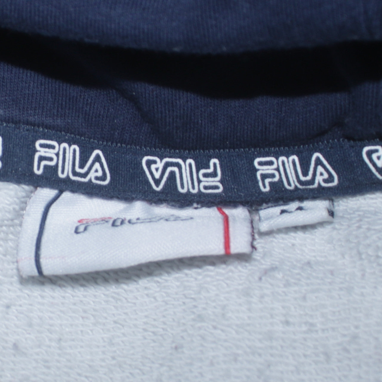 FILA Womens Navy Red White Pullover Hoodie Size M Colourblock Cotton