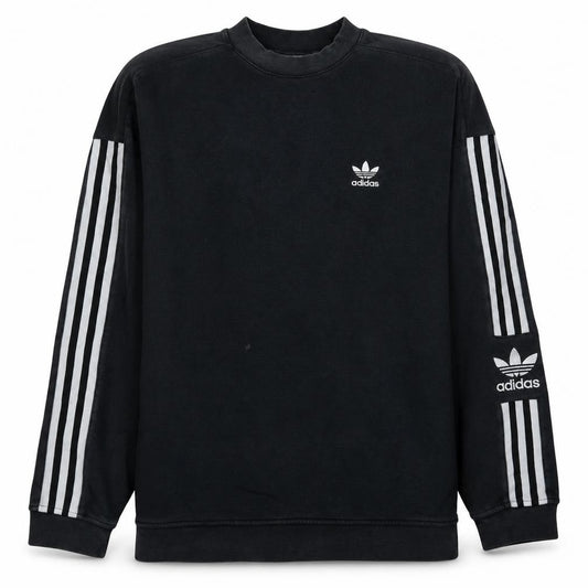 Front view of Adidas Men's Black, size S, Pullover Crew Neck Sweatshirt