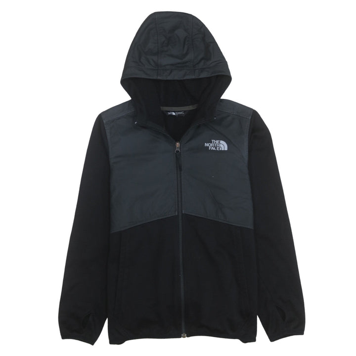 The North Face Boys Black Hooded Full Zip Soft Shell Jacket Size L