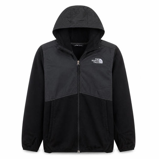 The North Face Boys Black Hooded Full Zip Soft Shell Jacket Size L