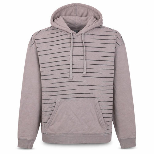 Champion Men Beige Striped Pullover Hoodie XL Fleece Cotton Blend