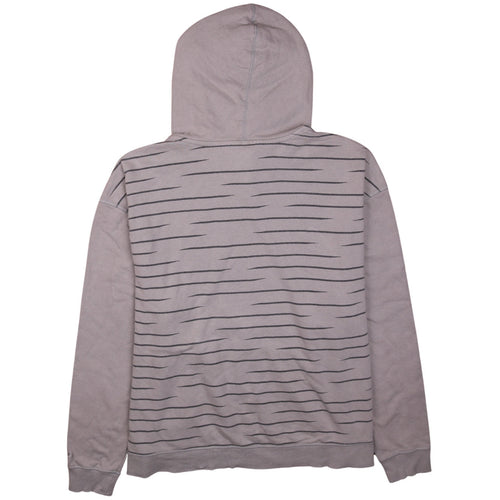 Champion Men Beige Striped Pullover Hoodie XL Fleece Cotton Blend
