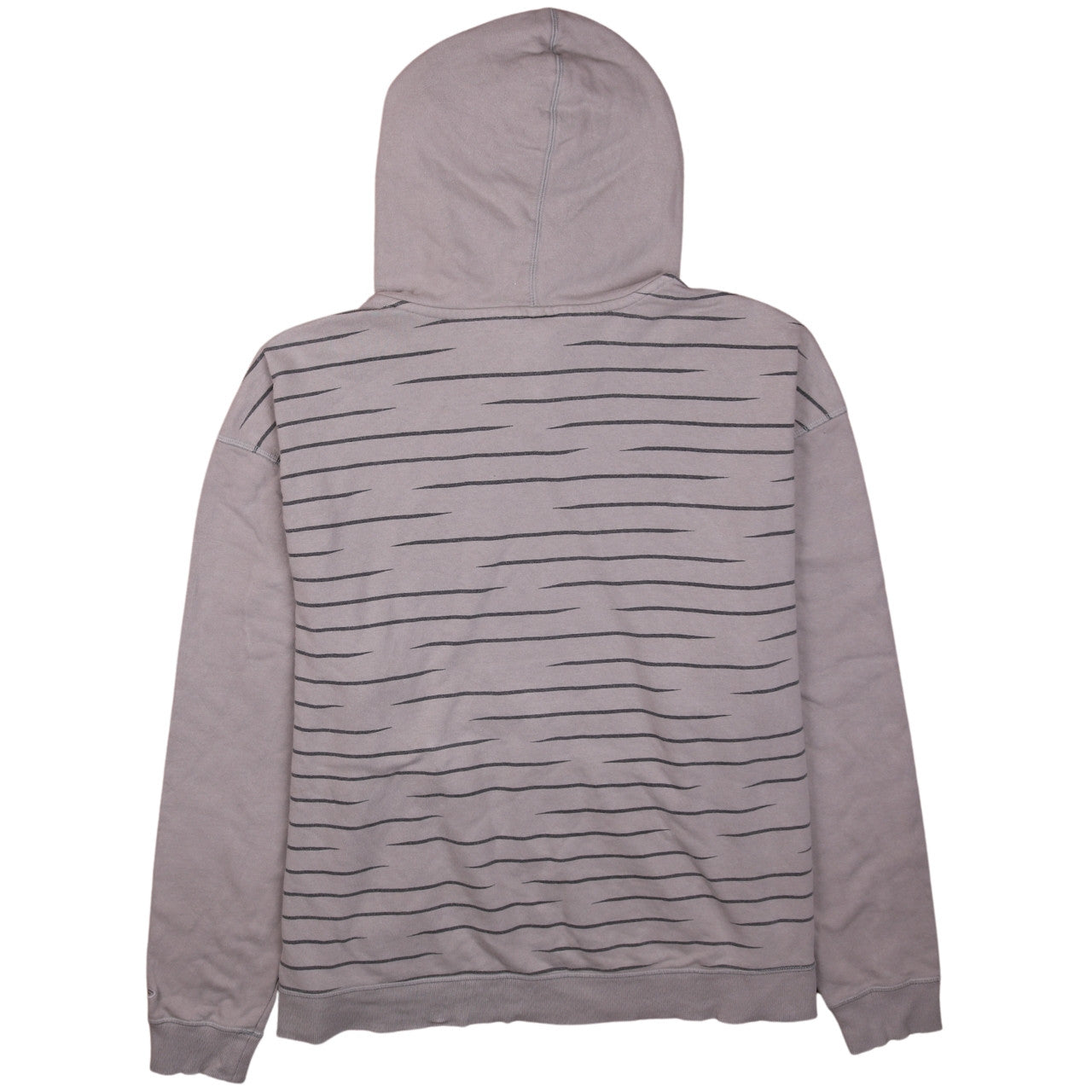 Champion Men Beige Striped Pullover Hoodie XL Fleece Cotton Blend