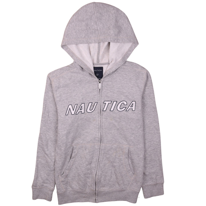 Nautica Boys Grey Full Zip Hoodie Size 14/16 Large Cotton Blend Hooded Sweatshirt