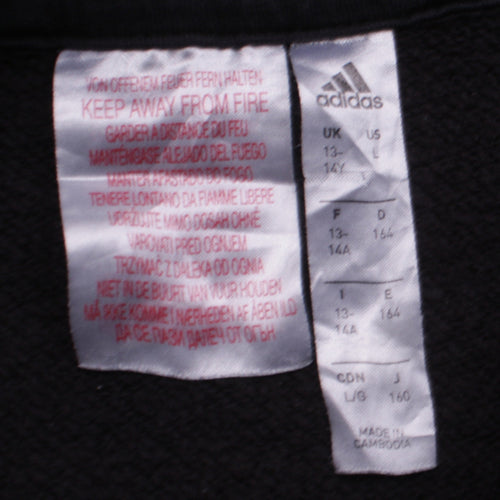 Adidas Boys Black Pullover Hoodie 13-14 Years Classic Sports Style