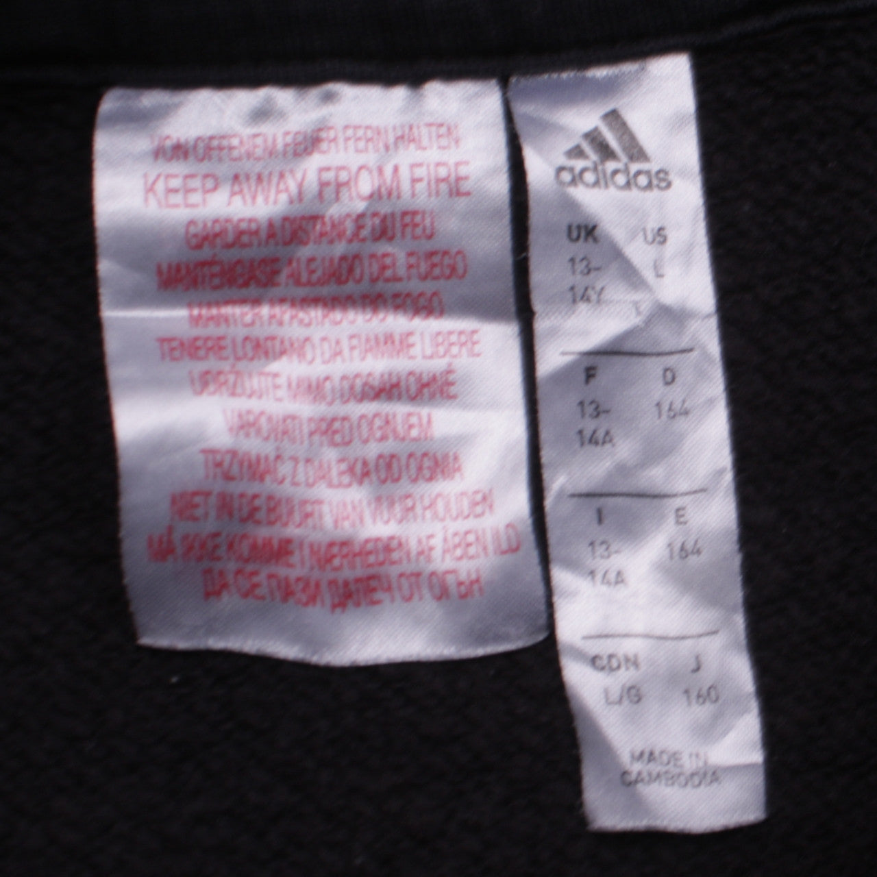 Adidas Boys Black Pullover Hoodie 13-14 Years Classic Sports Style