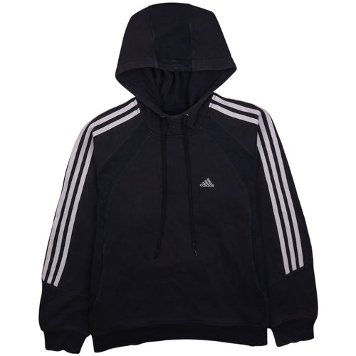 Adidas Men's Blue Pullover Hoodie Medium Logo Striped Sportswear