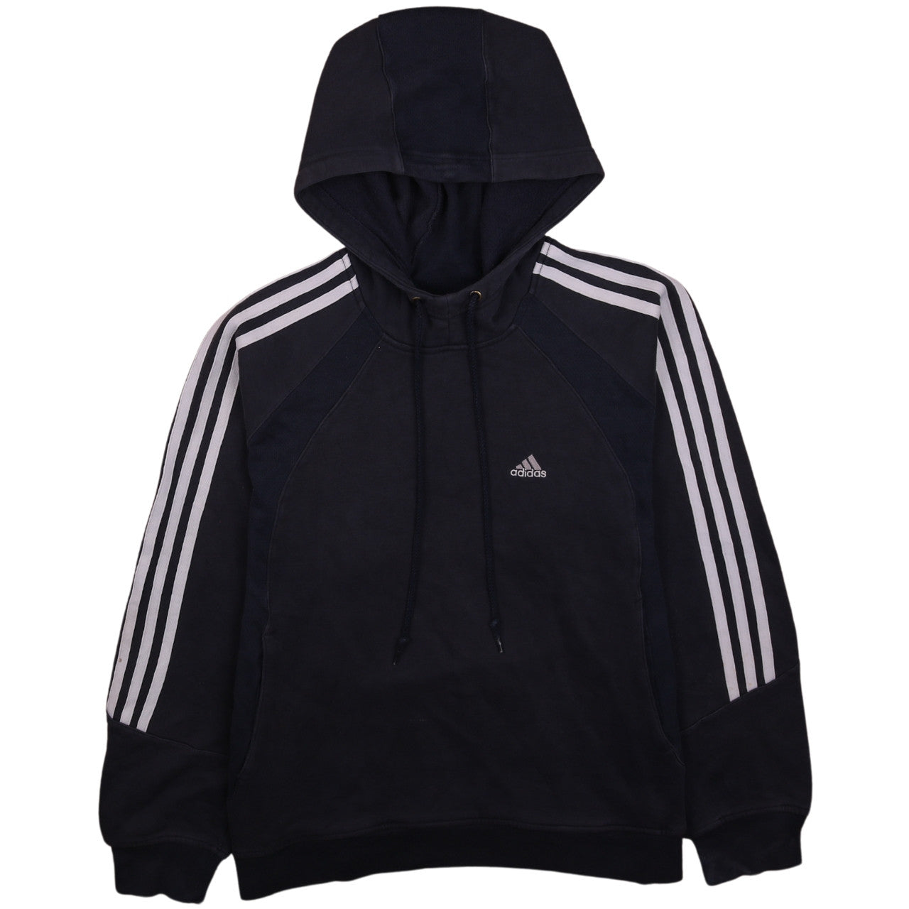 Adidas Men's Blue Pullover Hoodie Medium Logo Striped Sportswear
