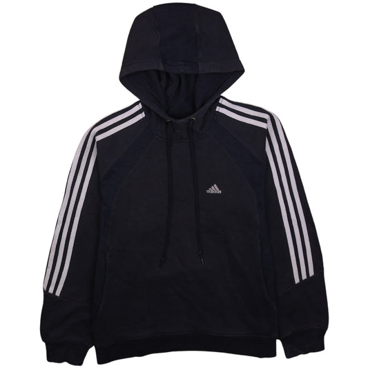 Adidas Men's Blue Pullover Hoodie Medium Logo Striped Sportswear
